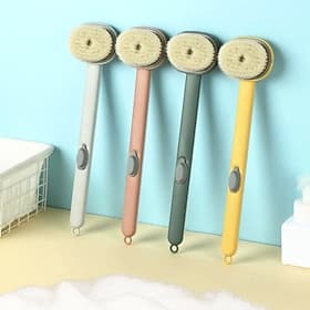 2 Pack Long Handle Bath Massage Cleaning Brush – Soft Bristle Japanese-Style Back Scrubber for Mud Bath  Skin Protection, Durable and Safe Bathroom Accessory