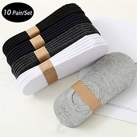 Men's 10 Pairs Multi Packs Socks Running Socks Casual Socks Black White Color Plain Vacation Sports  Outdoor Daily Basic Medium Spring Fall Fashion Casual
