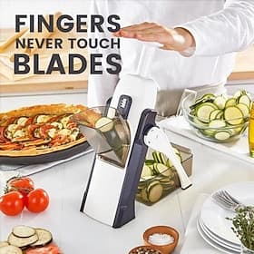 Artefacto de corte seguro y ajustable para cocina, rallador y rebanador de verduras multifuncional, protector de manos, cortador de papas en juliana para uso d