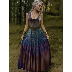 Robe midi pour femmes robe boho vintage robe plissée art en dégradé de nœud celtique viking vacances décontractée coupe standard graphique abstrait sans manche
