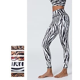 Damen Capri Leggings Yoga-Leggings Bauchkontrolle Hohe Taille Fitnessstudio sportlich Pilates Unterteile Druck Schwarz Weiß Orange Herbst Sport Sportkleidung E