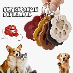 Porte-clés en cuir en forme de patte d'animal de compagnie, pendentif souvenir créatif pour chat, chien, poils, stockage de souvenirs, accessoire de charme mig