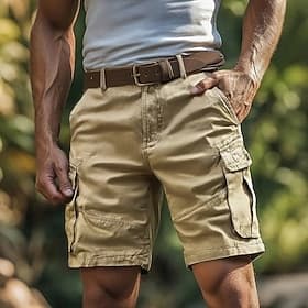 Men's Cargo Shorts Shorts Summer Shorts Multi Pocket Flap Pocket Plain Comfort Wearable Knee Length Outdoor Sport Daily Fashion Casual Black Navy Blue