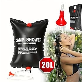 1pc 20L Portable Solar Shower Bag - Camping  Hiking Essential with Transparent PVC Bucket 5 Gallon Capacity and Solar Water Heater - Perfect for Travel Outdoor