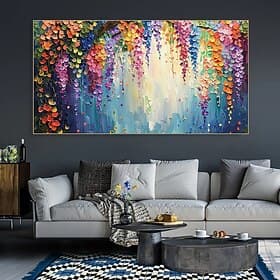 Handmade Oil Painting Canvas Wall Art Decoration Modern Abstract 3D Palette Knife Flowers Plant for Living Room Home Decor Stretched Frame Hanging Painting/Rol
