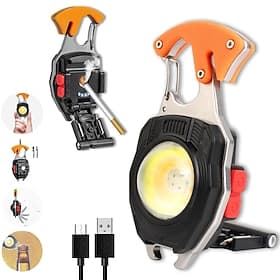 Mini LED Keychain Flashlight, JESWO Rechargeable COB LED Keychain Flashlight, Multi-Function, 550 Lumen Portable Camping Flashlights, 3 Light Modes, for Outdoo
