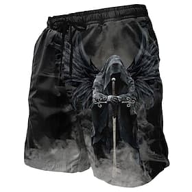 Hombre La muerte Ángel Muerte Boxers de Natación Pantalones de Natación Pantalones de Surf Media cintura Estilo gótico oscuro Ropa de calle Festivos Bolsillos