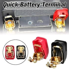 2 Pcs Quick Battery Terminal Disconnect Switch Set Copper Car Battery Clamp Protector Anti-Theft Power Cut Off Quick Release Connector