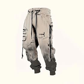 Men's Gradient Color Letter Print Sweatpants Joggers Trousers Mid Waist Drawstring Elastic Waist Casual Jogging Streetwear Workout Athletic Sweatpants with Poc