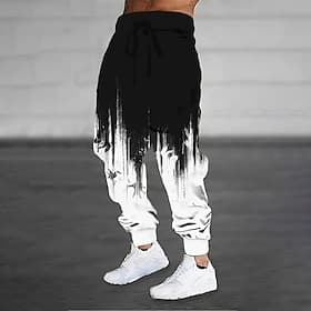 Men's Gradient Dripping Ink Sweatpants Joggers Trousers Mid Waist Drawstring Elastic Waist Casual Jogging Streetwear Workout Athletic Sweatpants with Pockets S