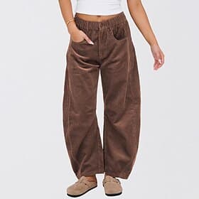 Damen Weites Bein Cordhose Stoffhosen Streetwear Lässig Volle Länge Natürliche Taille Einfach Tasche Elastischer Bund Bequem Straße Ferien Wochenende Dunkelgra
