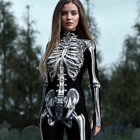 combinaison Combinaison Intégrale Crâne Squelette Déguisement effrayant Enfant Adulte Homme Femmes Garçons Halloween Carnaval Le jour des morts Club Soirée Per