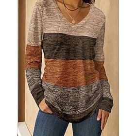 Damenshirt Langarm V-Ausschnitt Langarm Tunika Florales Grafik Pflanzen Vintage Stylisch Klassisch Reguläre Tops Täglicher Ausgang Wochenenddruck Schwarz und W