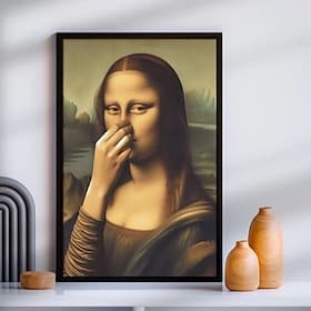 Imitation Mona Lisa Kunstdekoration 1 Stück ungerahmt 2D flach lustige Vintage-Toilettenhumor-Raumdekoration interessante Leinwand-Wanddekoration dekorative Ku