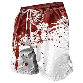 Men's Blood Splatter Blood stains Costumes Swim Trunks Swim Shorts Board Shorts Mid Waist Punk Gothic Holiday Streetwear Side Pockets Mesh Lining Elastic Draws