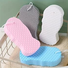4 Pack Super Soft Exfoliating Bath Sponge – Hypoallergenic 3D Body Scrubber, TPR Material, Manual Deep Cleansing  Skin Smoothing, Pink/Blue/White/Gray
