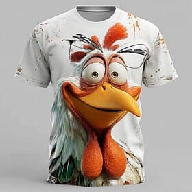 Herren Tiermotiv 3D Lustig T Shirt Kurzarm T-Shirt 3D-Druck Rundhalsausschnitt Hemd Übertrieben Designer Party Straße Lässig Weiß 1 Weiß 2 Sommer Frühling Ganz