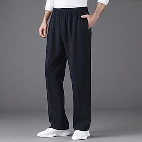 Men's Fleece Pants Sweatpants Joggers Trousers Straight Leg Sweatpants Pocket Elastic Waist Solid Color Plain Breathable Full Length Sports Outdoor Daily Forma