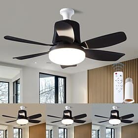 Ventilateur de plafond avec douille, ventilateurs de plafond avec lumières et télécommande, ampoule LED à intensité variable, 3 couleurs 3000k-6500k, 1550 lume