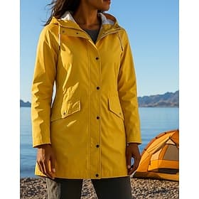 Damen Regenmantel Außen Wasserdicht Winddicht Wanderoutfits Wanderbekleidung Winter Herbst Oberteil Camping / Wandern / Höhlenforschung Laufen Einfarbig Schwar