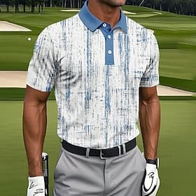 Men's Abstract Golf Waffle Polo Shirts Golf Shirt Short Sleeve Polo Shirts Collared Shirts Sportswear Casual Outdoor Athleisure Daily Wear 3D Print Buttons Sum