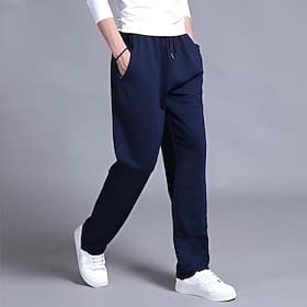 Men's Sweatpants Trousers Baggy Pants Casual Pants Straight Leg Sweatpants Elastic Waist Drawstring Zipper Pocket Plain Comfort Full Length Outdoor Daily Runni
