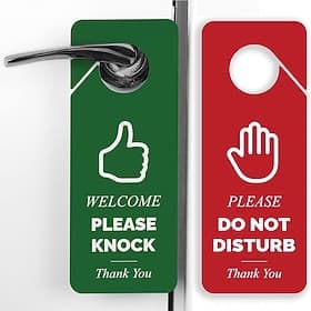 Do Not Disturb Door Hanger Sign - Double Sided Red and Green Please Do Not Disturb and Welcome Please Knock. Ideal for Office Home Clinic Dorm Online Class Vid
