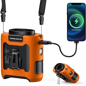 Portable Waist Clip on Fan Wearable Belt Personal Cooling Shirt Fan Rechargeable with 5 Speeds Flashlight Neck Fan Hand-Free Last for 40H for Outdoor Camping O