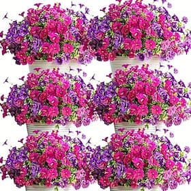 8 Bundles Artificial Flowers Morning Glory UV Resistant And Non Fading Artificial Flower Arrangement Colorful Artificial Flowers Suitable For Indoor And Outdoo