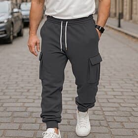 Per uomo Pantaloni da Tuta Cargo Pantaloni da tuta Pantaloni in Pile Joggers Pantaloni Coulisse Elastico in vita Multi-tasche Semplice Traspirante Lunghezza in