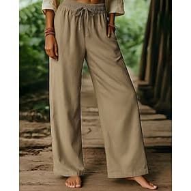 Femmes Slacks Pantacourt Streetwear Occasionnel Longueur cheville Taille haute Uni Cordon de serrage Confortable Rue Fête Tenue quotidienne Noir Blanche Amande