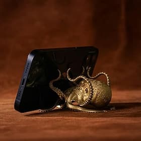 Octopus Holder Phone Stand Pen Holder Creative Gold Octopus Desk Organizer Multifunctional Mobile Phone Holder Lazy Viewing Stand For Watching Videos And Readi