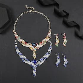 Jewelry Set Two-piece Suit Chrome Earrings Necklace Women's Elegant Vintage Fashion Vintage Style Classic Jewelry Set For Wedding Party Wedding Guest