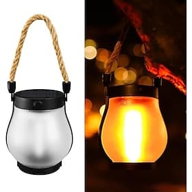 lanterne solari a fiamma tremolante, luci da esterno per lanterne solari a fiamma danzante, sensore di luce automatico, lanterna sospesa impermeabile per decor