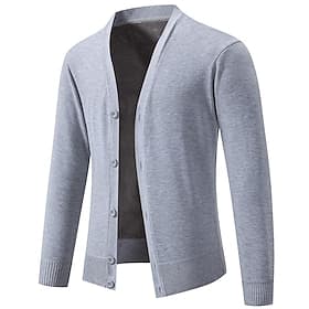 Men's Sweater Dress Sweater Cardigan Sweater Knit Sweater Ribbed Knit Short Knitted Ribbed Plain V Neck Fashion Shawls Casual Daily Wear Clothing Apparel Sprin