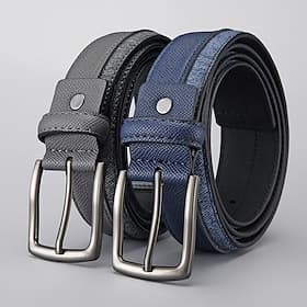 Men's Belt Automatic Buckle Quick-Release PU Leather Alloy Durable Adjustable Plain Blue Brown Outdoor Daily Waist Belt