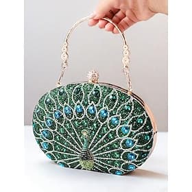 Women's Rhinestone Peacock Clutch Bag – Luxury Evening Purse with Crystal Embellishments for Gala, Banquets and Wedding Guests