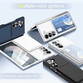 Phone Case For Samsung Galaxy Z Fold 7 Z Fold 6 Z Fold 5 Back Cover Kickstand Card Slot Shockproof Retro PC