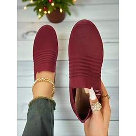 sneakers slip-on flyknit da donna: scarpe casual leggere e traspiranti per camminare, viaggiare, Natale e per tutti i giorni