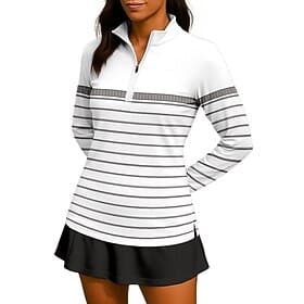Women's Geometric Stripes Shirt Sport Shirt Golf Polo Shirt Tennis Shirt Long Sleeve Zipper Floral UPF50 UV Resistant High Elasticity Moisture Wicking Breathab