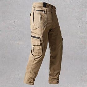 Men's Cargo Pants Trousers Buttons Multi Pocket Plain Wearable Outdoor Daily Camping  Hiking Fashion Classic Black Yellow
