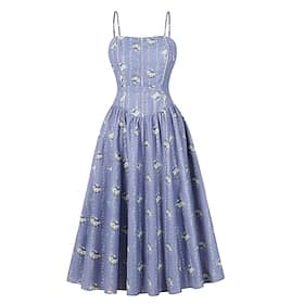 1950s Retro Antiguo Vestidos Vestido swing Sin Mangas Floral Disfraz Mujer Carnaval Mascarada Ropa Cotidiana Despedida de Soltera Adulto Vestido