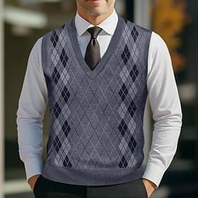 Men's Sweater Sweater Vest Pullover Sweater Jumper Vest Ribbed Knit Regular Tops Knitted Slim Fit Plain V Neck Knitwear Contemporary Casual Daily Wear Clothing