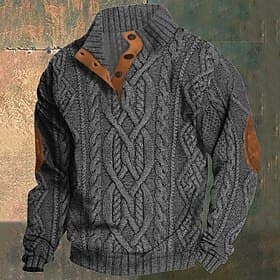 Homens Pulôver suéter Suéter de malha Estriado Tricotar Tops regulares Patchwork Tricotado Bloco de cor Colarinho Chinês Moda Básico Férias Roupa Diária Roupa