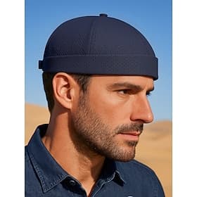 Men's Lightweight Quick-Dry Docker Cap – Breathable Folded Brim Beanie Hat for Summer Travel, Sports and Outdoor Casual Style