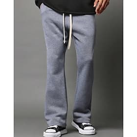Men's Sweatpants Flared Pants Trousers Drawstring Pocket Elastic Waist Plain Comfort Sports Outdoor Daily Fashion Casual Black Light Grey Micro-elastic