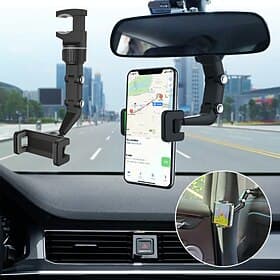 Support de téléphone multifonctionnel pour rétroviseur de voiture, support de navigation réglable, support mobile à clip, support de tableau de bord rotatif sé