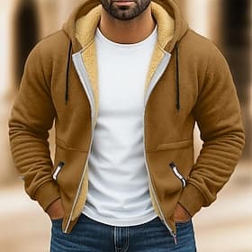 Men's Hoodie Full Zip Hoodie Fleece Hoodie Fleece lined Hoodie Wine Red Black White Army Green Navy Blue Hooded Plain Zipper Sports  Outdoor Casual Daily Stree