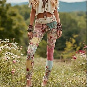 Leggings femme en 3D impression vacances vintage mode longueur totale taille haute pantalons carnaval graphique floral impression thermique chaud doux respiran