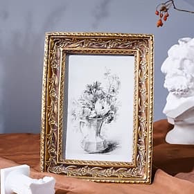 Vintage Gold Frame Photo Display, Warm Home Desktop Decorative Picture Frame, Horizontal  Vertical Tabletop Photo Frame for Bedroom, Study  Office Decor